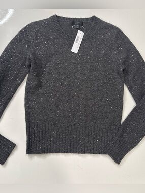 NWT Crew gray sweater with all-over sparkle embellishments Sz XXS A030526